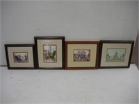 (4) Framed Prints  Largest - 12x14 Inches
