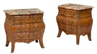 (PAIR) LOUIS XIV STYLE BOMBE BEDSIDE CABINETS