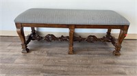 Barouque Style Carved Oak Upholstered BedroomBench