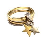 Sterling Silver Multi Band Star Dangle Ring