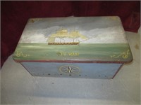 ANTIQUE BLANKET BOX -PAINTED "THE WASP SHIP"