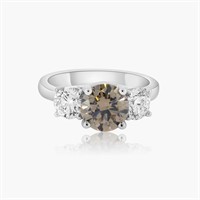 14K WHITE GOLD 4.00CT FANCY & WHITE DIAMOND RING