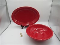 2 PIECES OF MODERN RED FIESTA DISHES