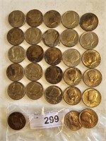 APPROX. 27 MIXED DATES OF KENNEDY HALVES