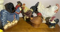 Wood & composite rooster lot.