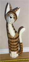 32in wood carved cat.