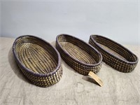 Handmade Natural Grass Oval Baskets