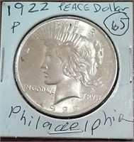 1922 P US PEACE silver dollar UNC