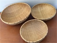 Vintage Woven Rattan Bamboo Winnowing  Baskets