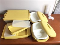 Vintage 70's Assorted Mustard Yellow Tupperware