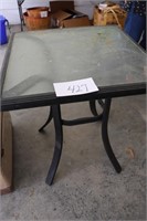 glass top iron table