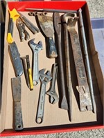 Channel locks, pry bars, Assorted hand tools