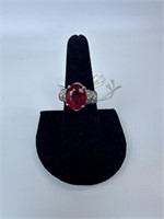 Sterling Ruby & Diamond Ring