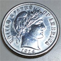 1914-S Barber Dime Almost Uncirculated