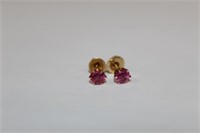 14k yellow gold Pink Sapphire Earrings featuring