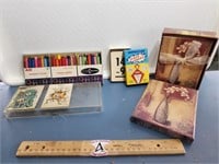 Vintage Crayons, Flash Cards, & Stationary
