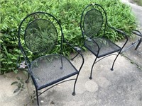 Pr of Wrought Iron Arm Chairs