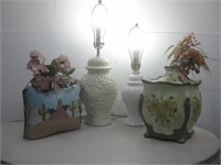 Two Lamps W/Ceramic Home Decor See Info