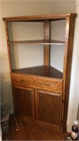 Oak Corner Cabinet w/ Doors & Drawer