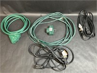 Four Extension Cords and Three Way Plug