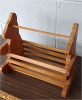 Wooden Book Rack with Bears on Each