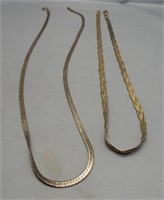 Two Italy sterling silver necklaces. Herringbone