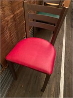 2 bright red vinyl cushion seat steel frame chair