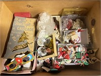 Drawer of vintage Christmas decor