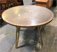 Round Wicker Top Dining Table with Metal Legs