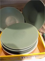 Green ceramic dishes