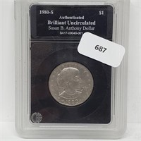 Authenticated 1980-S BU Susan B Anthony $1