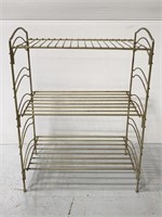 Vintage 3-tier gold metal wire shelf/stand