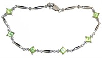 Genuine 3.50 ct Peridot & Diamond Accent Bracelet