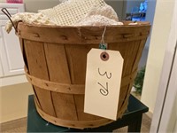 Wicker basket with crochet patterns