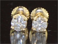 14kt Gold Brilliant 3/4 ct Diamond Stud Earrings