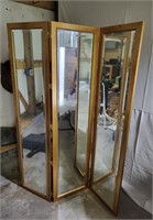 French Victorian Beveled Mirror Room Divider +