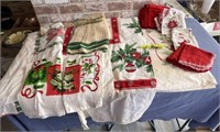 BOX LOT: CHRISTMAS THEMED TOWELS, NAPKINS,