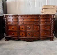 GORGEOUS ORNATE MARBLE TOP DRESSER WITH MIRROR