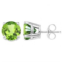 5MM Round Cut Peridot 1.1CTW Stud Earrings in Ster