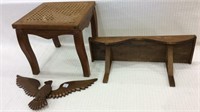 Group of 3 Including Sm. Cane Seat Stool.