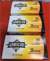 W - 3 BOXES ARMSCOR 38 SPECIAL AMMUNITION (W29)