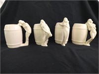 4 Marked Nude Figure Handled Mugs