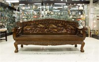 Thai Wood Sofa with Carving Decoration