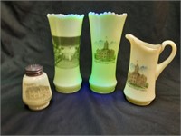 Assorted Custard Glass Souvenir Vases
