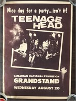 Rare Canadian Punk Concert Poster TEENAGE HEAD