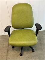 Chromecraft Green Leather Office Chair