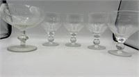 Vtg cocktail coupe glassware & rose sherbet glass