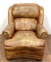 Hancock & Moore Leather Arm Chair & Ottoman