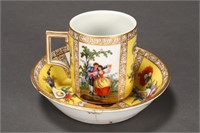Large Dresden Porcelain Cup and Saucer,