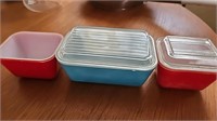 Pyrex Blue Red Glass container lot